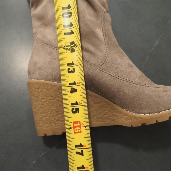 Bass sz 8.5 Eden tall stone micro suede wedge heel boots - Picture 13 of 16